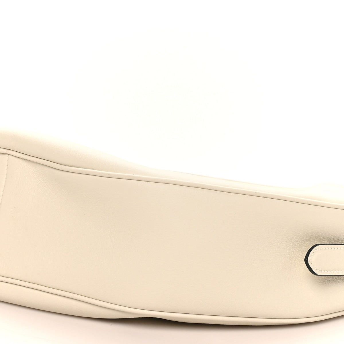 Soft Grain Calfskin Large Demi-Lune Shoulder Bag White