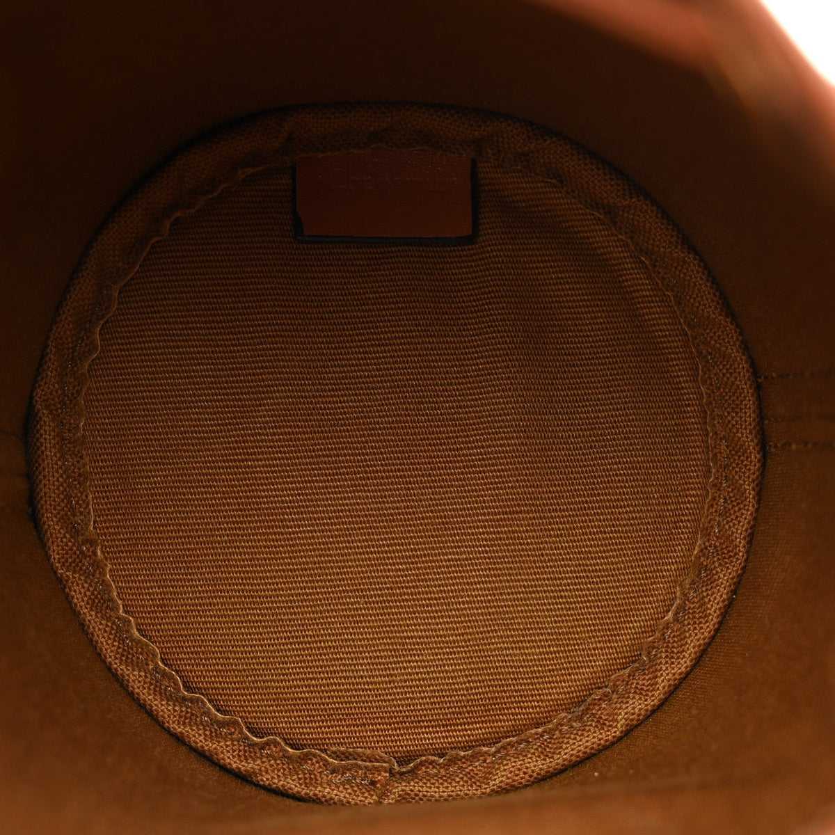 Triomphe Canvas Calfskin Micro Drawstring Bucket Bag Tan