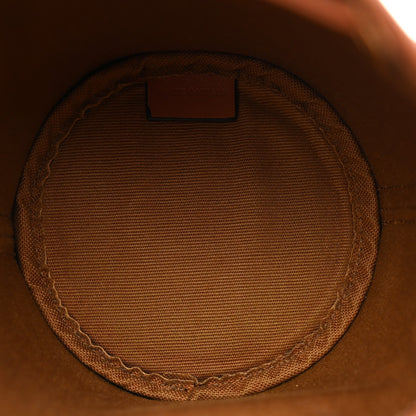 Triomphe Canvas Calfskin Micro Drawstring Bucket Bag Tan