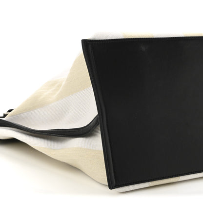Canvas Striped Days Tote Resin White