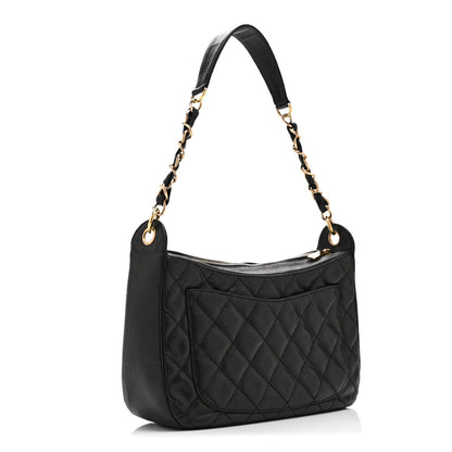 Caviar Quilted Timeless CC Shoulder Bag Black
