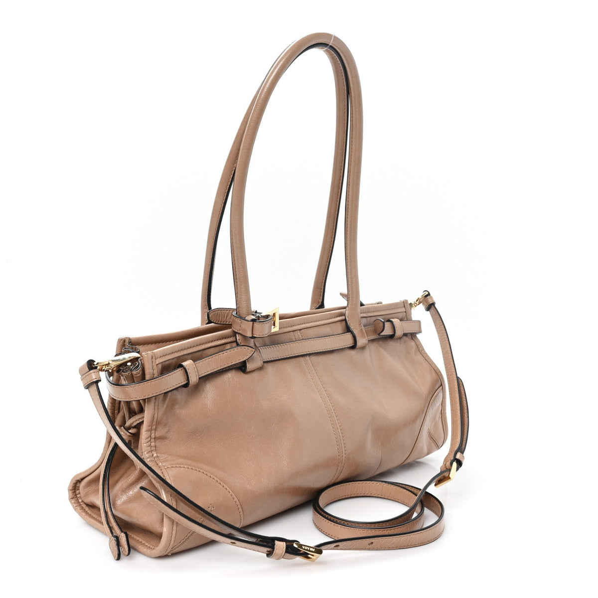 Shiny Nappa Medium Bonnie Shoulder Bag Cameo