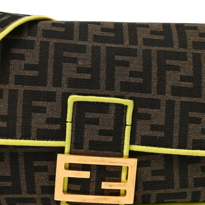 Fabric Jacquard FF 1974 Large Baguette Tobacco Moro Giallo Fluo