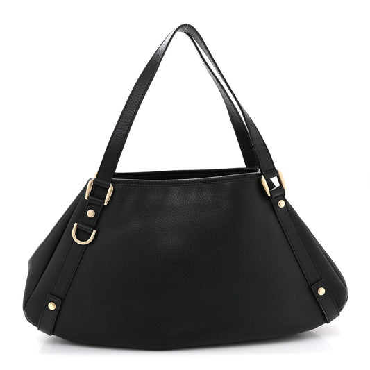 Calfskin Medium Abbey Shoulder Bag Black