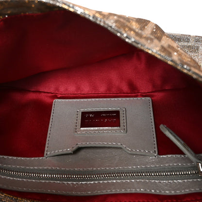 Metallic Lurex Zucca Vitello Baguette Argento