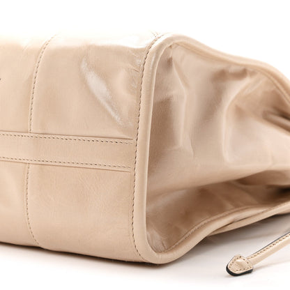 Glossy Calfskin Triangle Large Bonnie Shoulder Bag Travertine