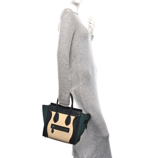 Baby Grained Calfskin Nubuck Micro Tri-Color Luggage Teal