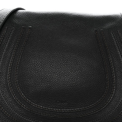 Calfskin Medium Marcie Round Crossbody Bag Black