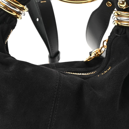 Suede Mini Bracelet Hobo Bag Black