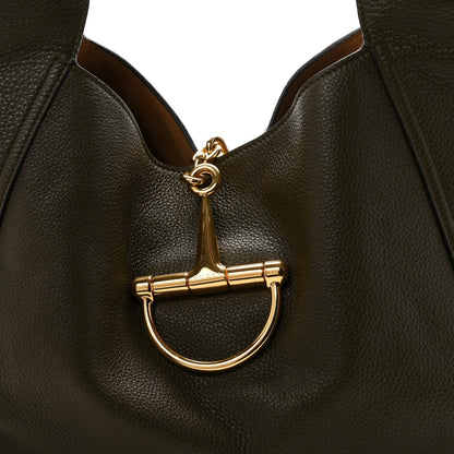Grained Calfskin Softbit Maxi Shoulder Bag Forest Green