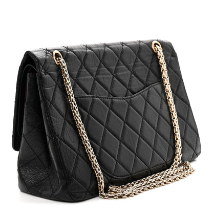 Aged Calfskin Quilted 2.55 Reissue 227 Flap Black