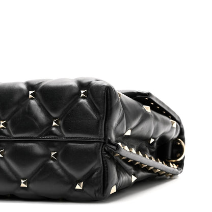 Lambskin VLTN Print Candystud Top Handle Bag Black