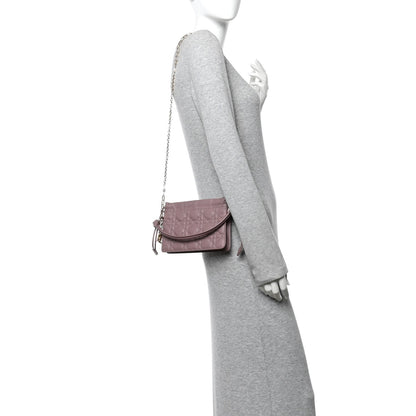 Lambskin Cannage Milly Mini Drawstring Bag Pink Peony