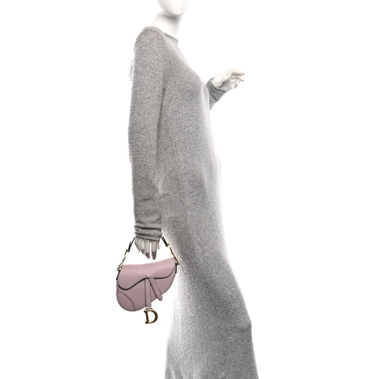 Grained Calfskin Mini Saddle Bag Light Pink
