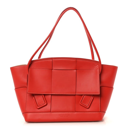 French Calfskin Maxi Intrecciato Medium Arco Red