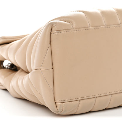 Calfskin Y Quilted Monogram Medium Loulou Chain Satchel Nude Powder