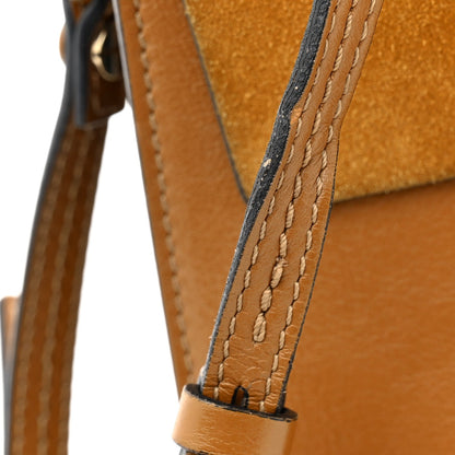 Suede Calfskin Medium Faye Shoulder Bag Mustard Brown