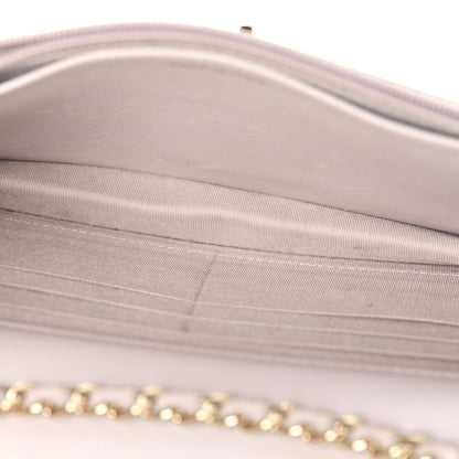 Lambskin Quilted Trendy CC Wallet On Chain WOC Lilac