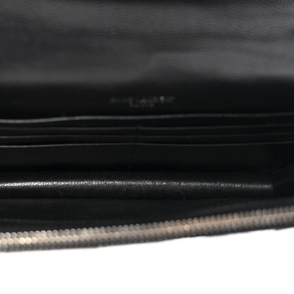 Grain De Poudre Matelasse Chevron Monogram Envelope Chain Wallet Black