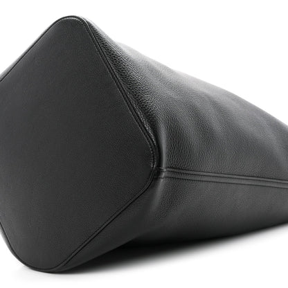 Soft Grained Calfskin Large Pebble Bucket Bag Black