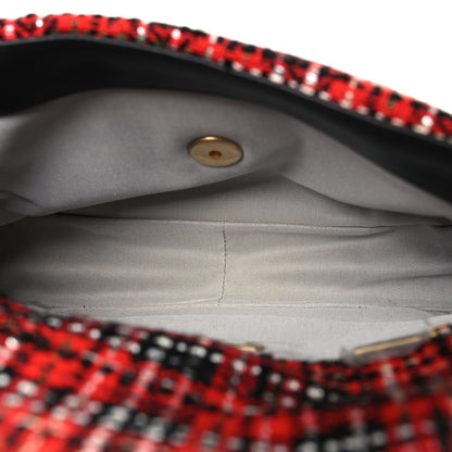 Tweed Quilted Medium Chanel 19 Flap Red Black
