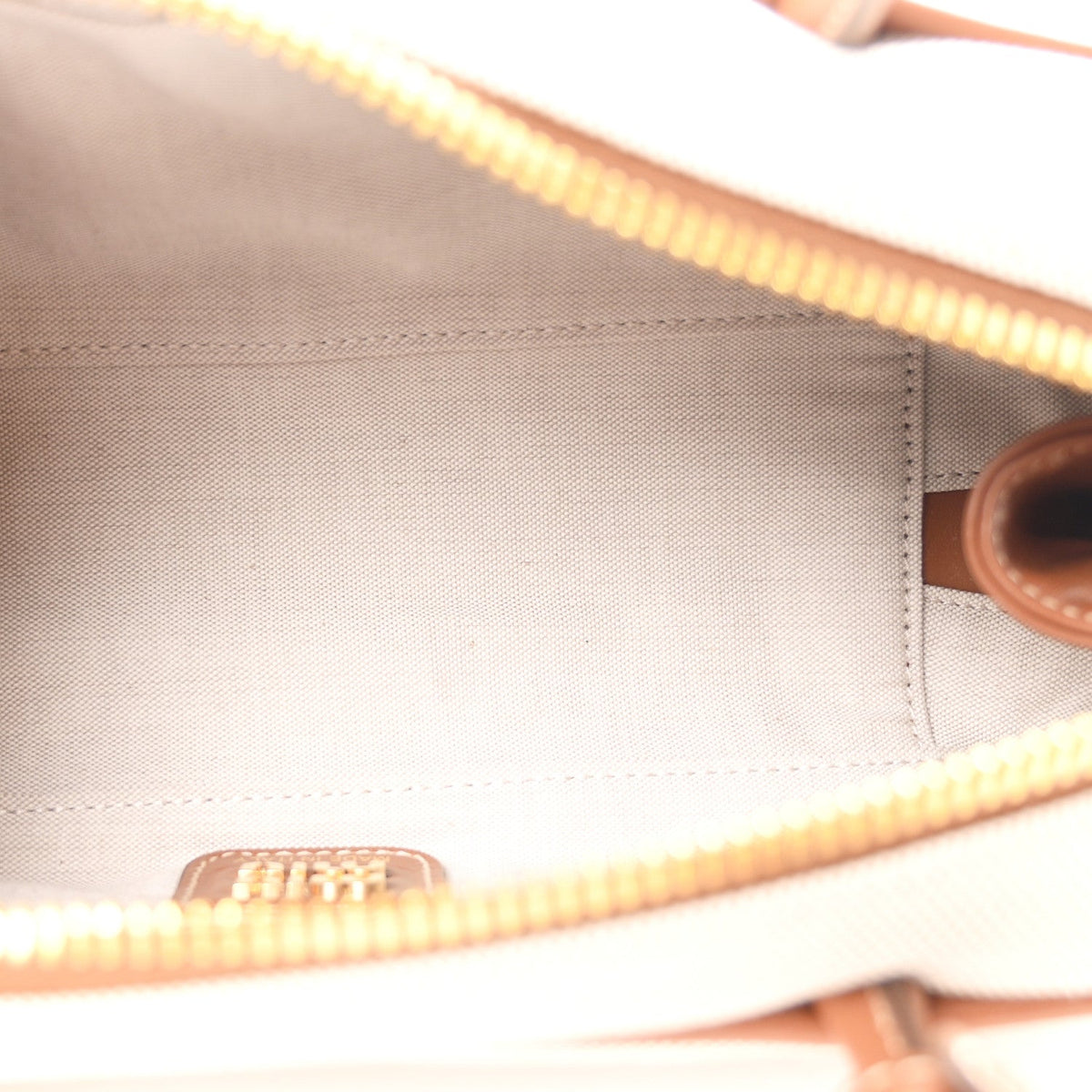 Canvas Calfskin Small Beau Top Handle Bag Naturale Brandy