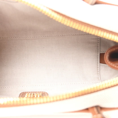 Canvas Calfskin Small Beau Top Handle Bag Naturale Brandy