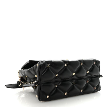 Lambskin VLTN Print Candystud Top Handle Bag Black
