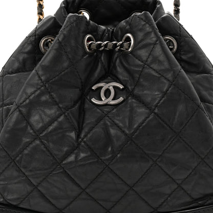 Aged Calfskin Quilted Small Gabrielle Backpack Black