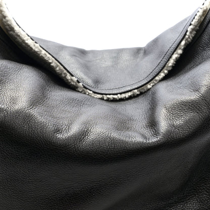 Calfskin Shearling Large Voyou Bag Chocolate