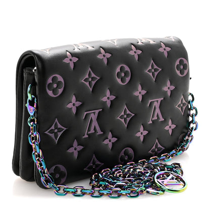 Lambskin Embossed Monogram Scarabeo Pochette Coussin Black