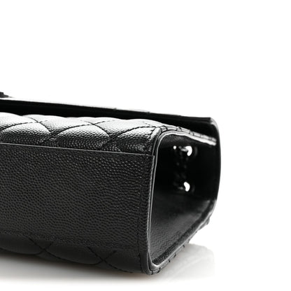 Grain De Poudre Textured Mixed Matelasse Triquilt Medium Monogram Monochrome Satchel Black