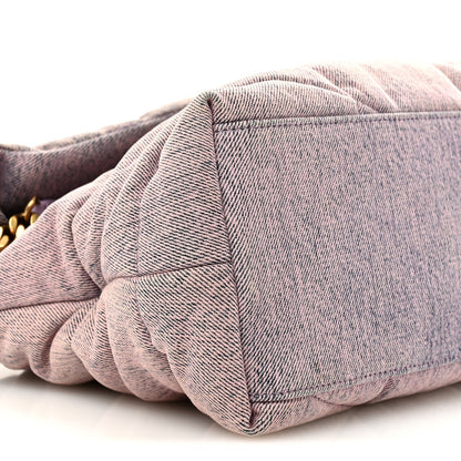 Denim Quilted Medium Loulou Puffer Monogram Chain Satchel Bleached Lilac