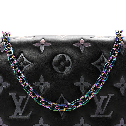 Lambskin Embossed Monogram Scarabeo Pochette Coussin Black
