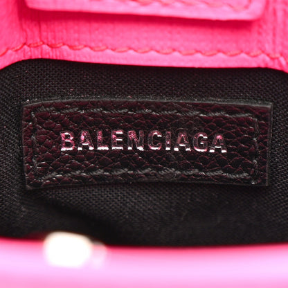 Squared Calfskin Logo Shopping Phone Holder Bag Acid Fuchsia