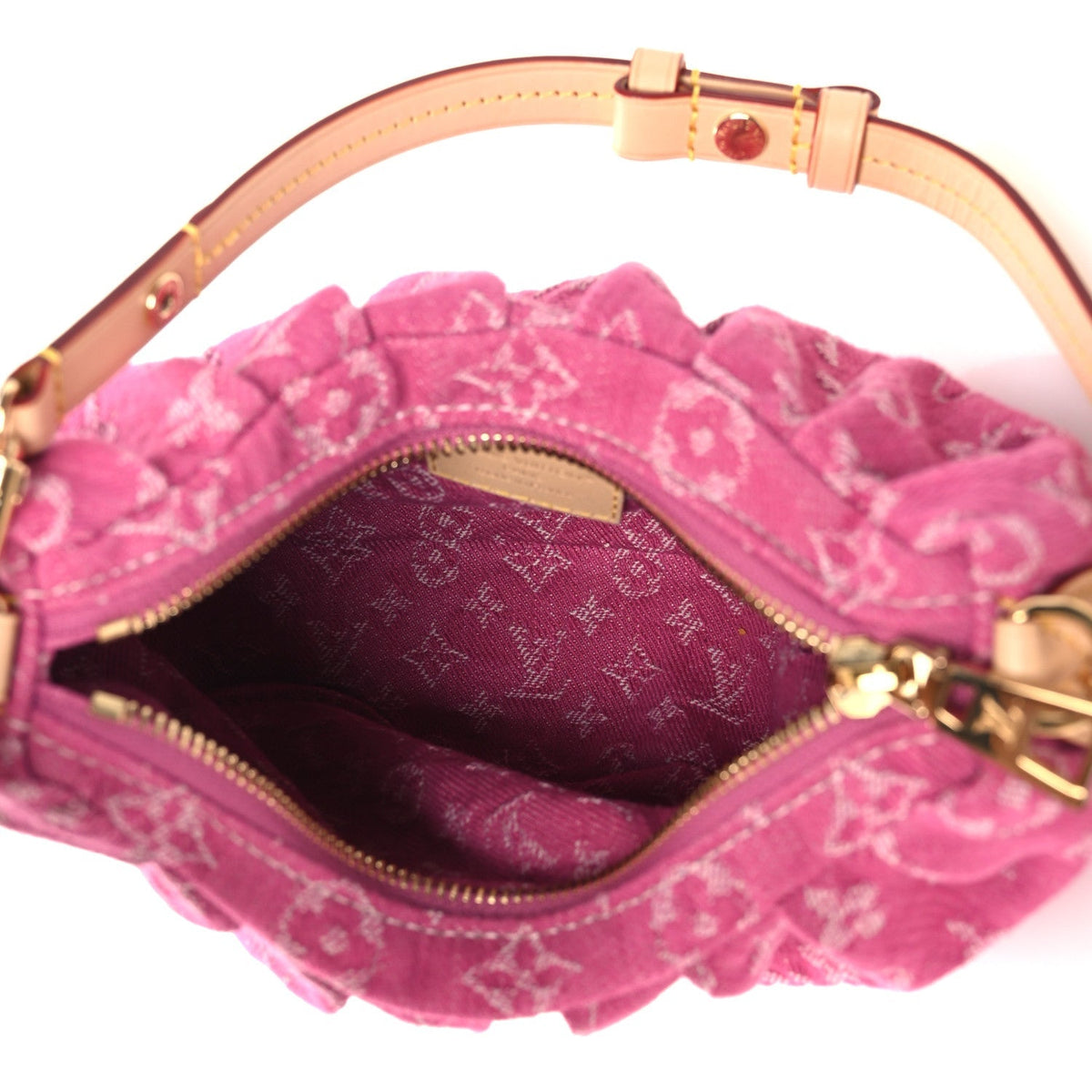 Monogram Denim Pochette Valley Fuchsia