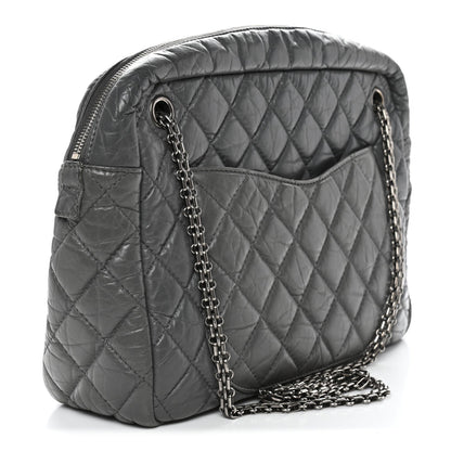 Aged Calfskin Quilted Large Reissue Camera Case Grey