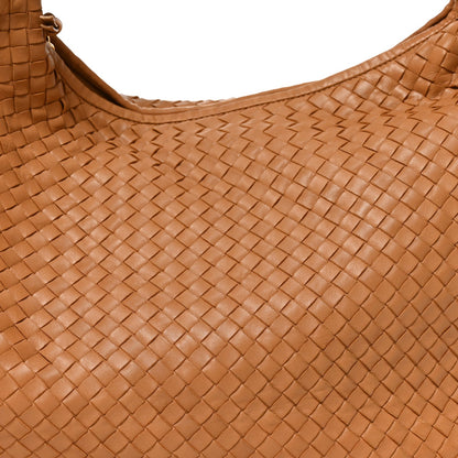Nappa Intrecciato Large Veneta Hobo Caramel