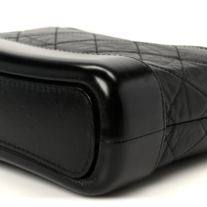 Aged Calfskin Quilted Small Gabrielle Hobo Black