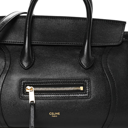 Supple Shiny Lambskin Little New Luggage Black