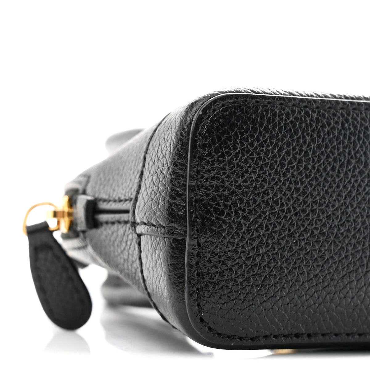 Grained Calfskin Logo Mini Ville Top Handle Bag Black White