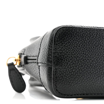 Grained Calfskin Logo Mini Ville Top Handle Bag Black White