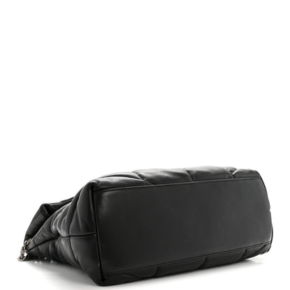 Lambskin Quilted Medium Loulou Puffer Monogram Chain Satchel Black