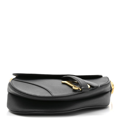 Grained Calfskin Saddle Bag Black