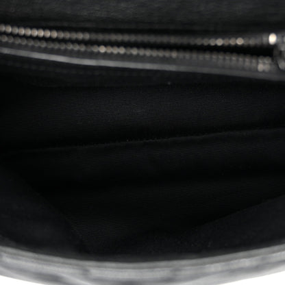Sheepskin Matelasse Chevron Monogram Monochrome Medium College Bag Black