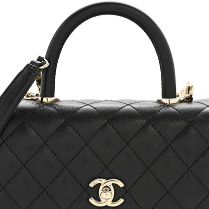 Caviar Quilted Mini Coco Handle Flap Black