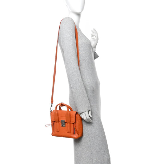 Textured Calfskin Mini Pashli Satchel Orange