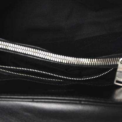 Calfskin Y Quilted Monogram Medium Loulou Chain Satchel Black
