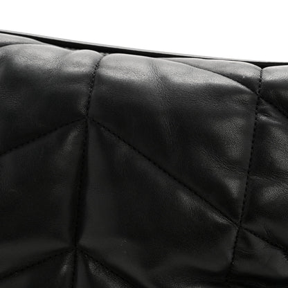 Lambskin Quilted Medium Loulou Puffer Monogram Chain Satchel Black