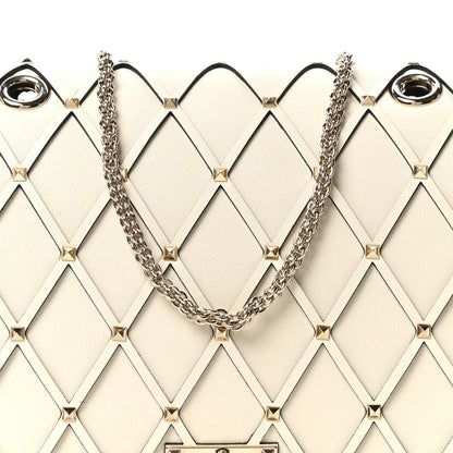 Smooth Calfskin Quilted Beehive Shoulder Bag Light Ivory